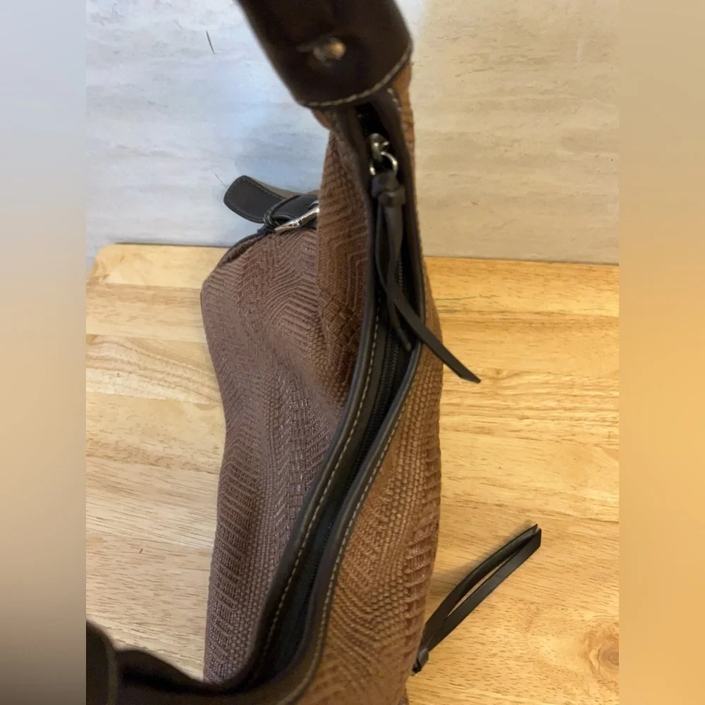 Worthington Elegant Brown Woven Hobo Bag with Brown Accents